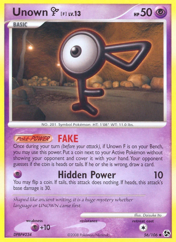 Unown [F] 56/106, Great Encounters Pokémon card