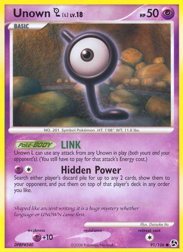 Unown [L] 91/106, Great Encounters Pokémon card