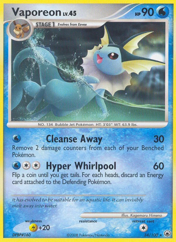 Vaporeon 34/100, Majestic Dawn Pokémon card