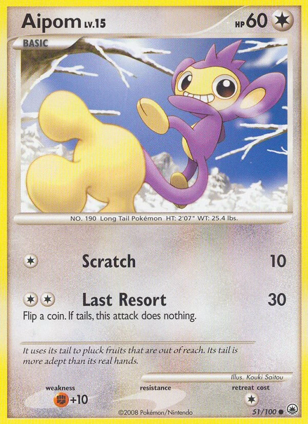 Aipom 51/100, Majestic Dawn Pokémon card