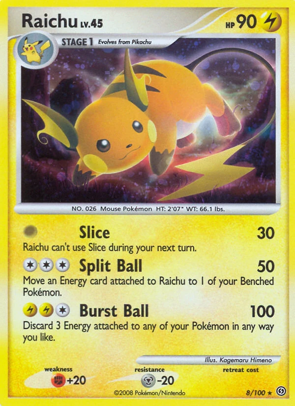 Raichu 8/100, Stormfront Pokémon card