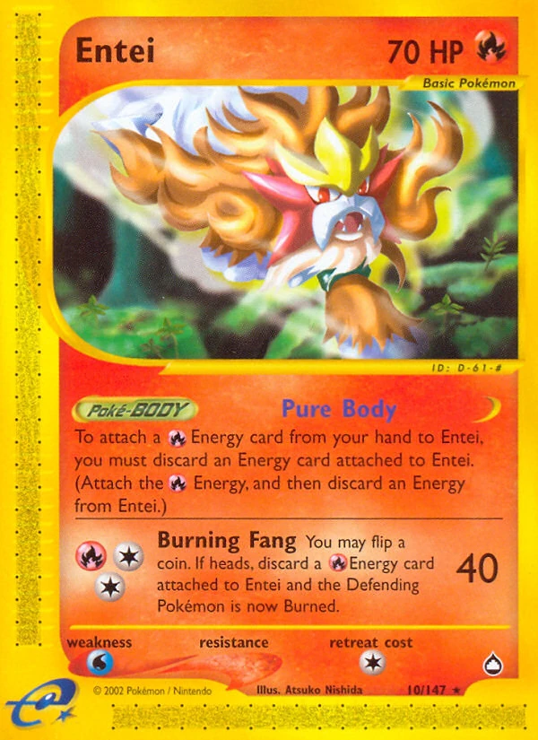 Entei 10/147, Aquapolis Pokémon card