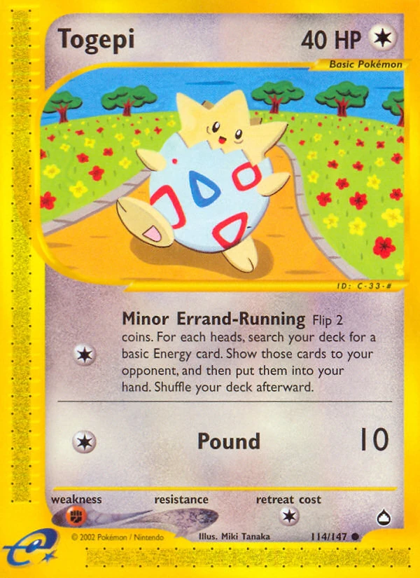 Togepi 114/147, Aquapolis Pokémon card