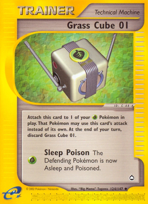 Grass Cube 01 124/147, Aquapolis Pokémon card