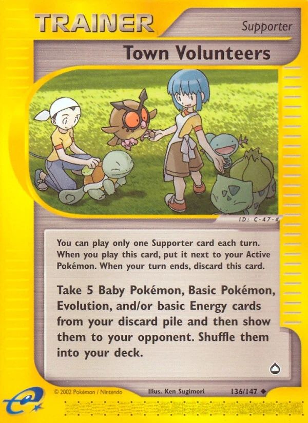 Town Volunteers 136/147, Aquapolis Pokémon card