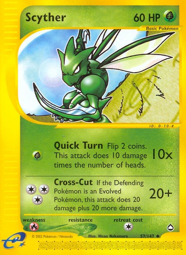Scyther 57/147, Aquapolis Pokémon card