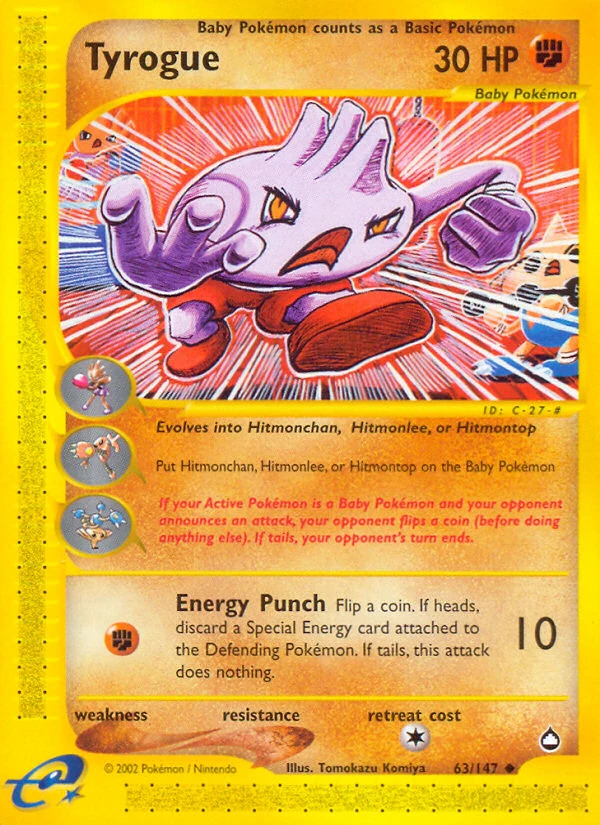 Tyrogue 63/147, Aquapolis Pokémon card