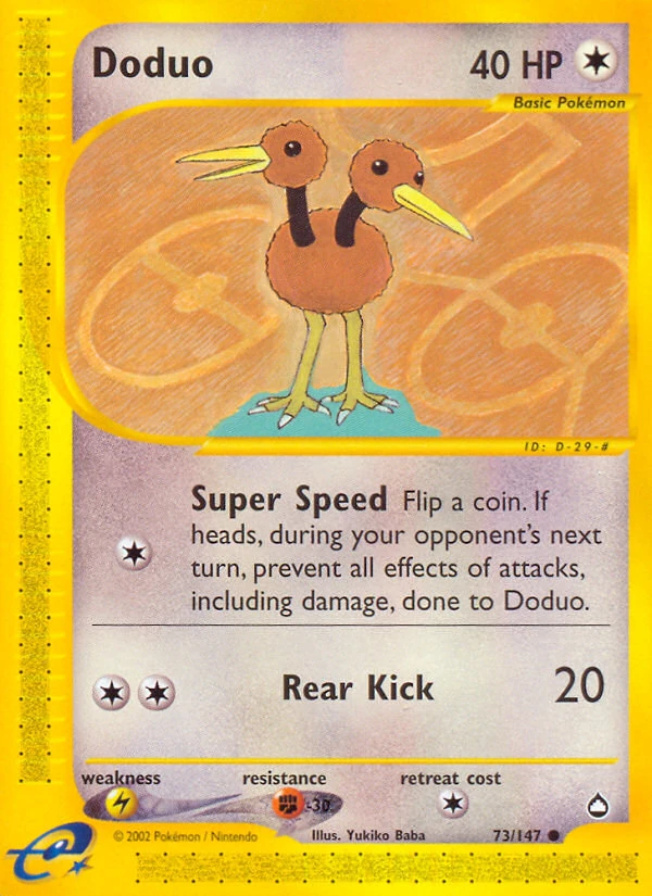 Doduo 73/147, Aquapolis Pokémon card