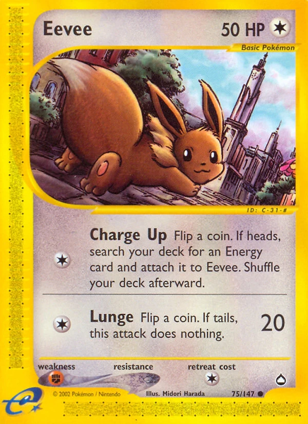 Eevee 75/147, Aquapolis Pokémon card