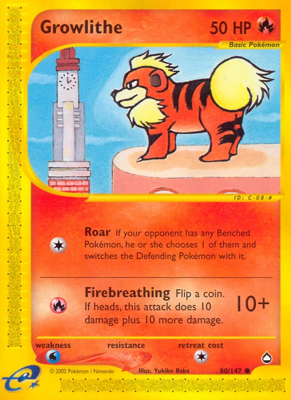 Growlithe 80/147, Aquapolis Pokémon card