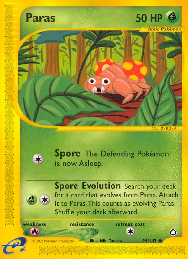 Paras 99/147, Aquapolis Pokémon card