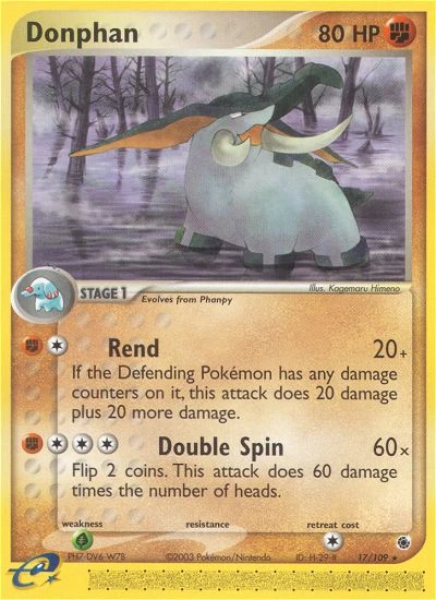 Donphan 17/109, Ruby & Sapphire Pokémon card