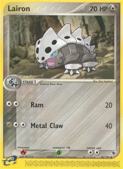 Lairon 36/109, Ruby & Sapphire Pokémon card