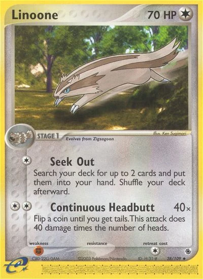 Linoone 38/109, Ruby & Sapphire Pokémon card