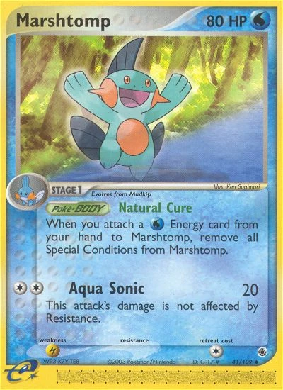 Marshtomp 41/109, Ruby & Sapphire Pokémon card