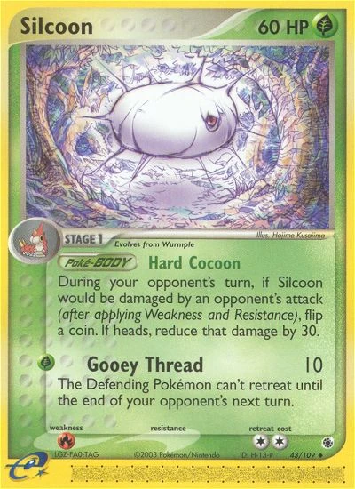 Silcoon 43/109, Ruby & Sapphire Pokémon card
