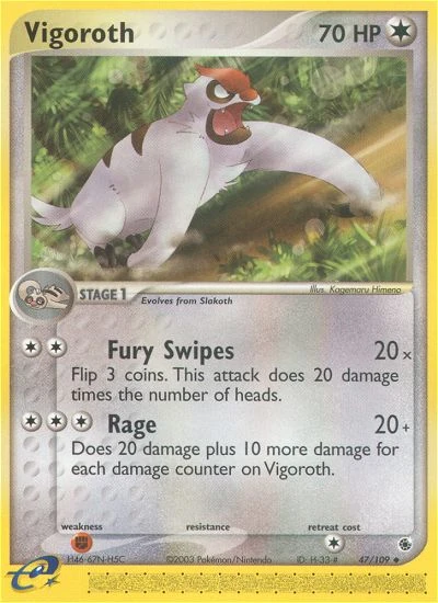 Vigoroth 47/109, Ruby & Sapphire Pokémon card