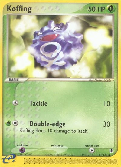 Koffing 54/109, Ruby & Sapphire Pokémon card