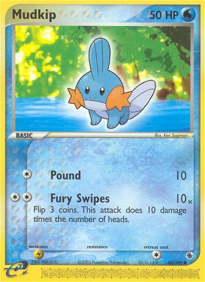 Mudkip 60/109, Ruby & Sapphire Pokémon card