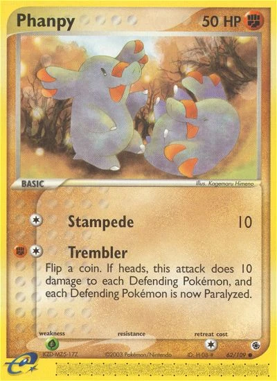 Phanpy 62/109, Ruby & Sapphire Pokémon card