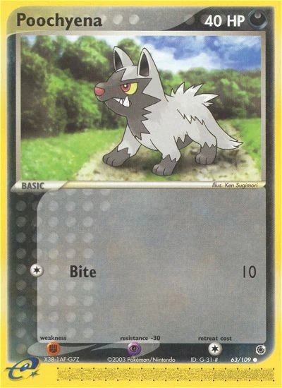 Poochyena 63/109, Ruby & Sapphire Pokémon card