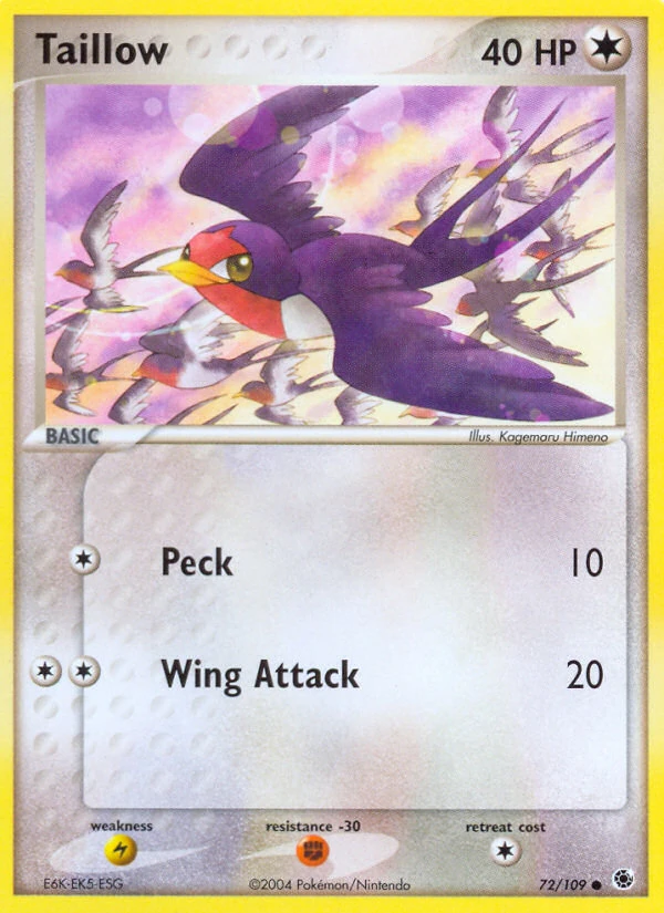Taillow 72/109, Ruby & Sapphire Pokémon card