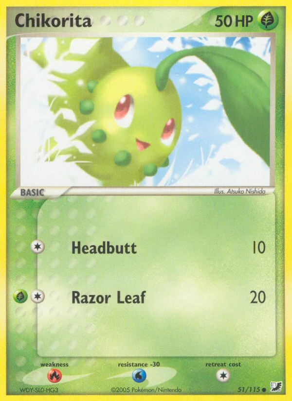 Chikorita 51/115, Unseen Forces Pokémon card
