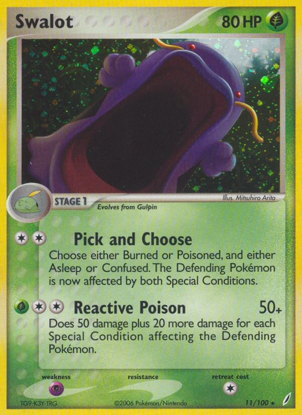 Swalot 11/100, Crystal Guardians Pokémon card