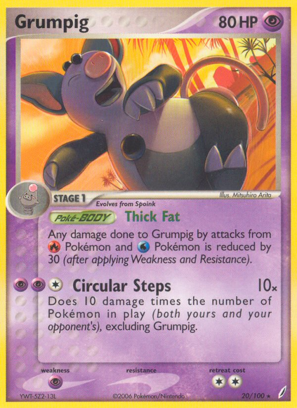 Grumpig 20/100, Crystal Guardians Pokémon card