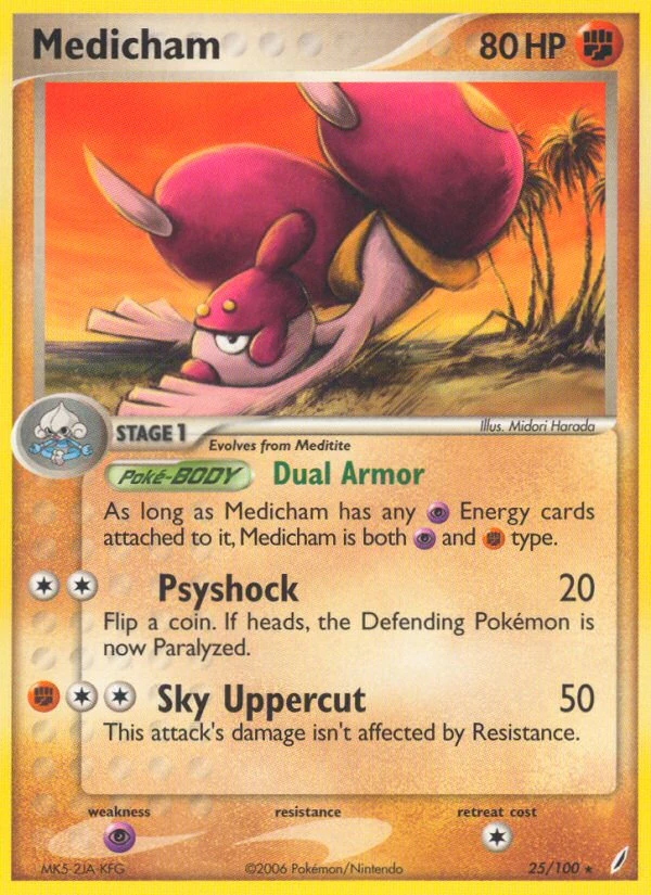 Medicham 25/100, Crystal Guardians Pokémon card