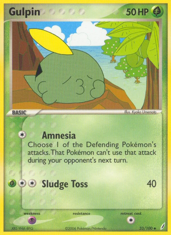 Gulpin 33/100, Crystal Guardians Pokémon card