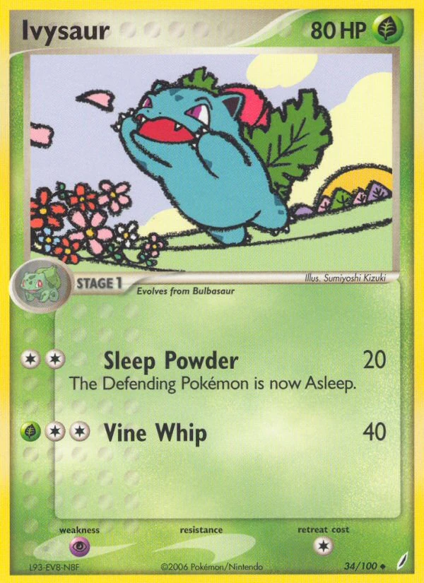 Ivysaur 34/100, Crystal Guardians Pokémon card