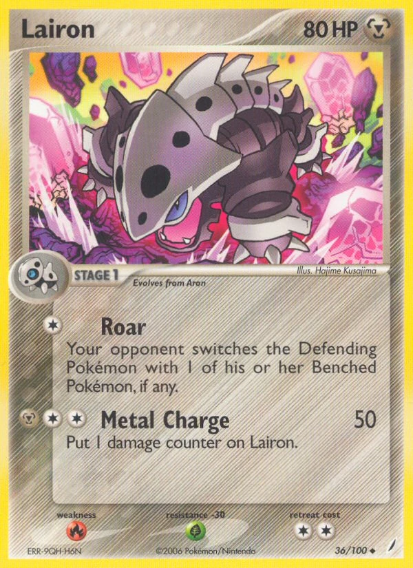 Lairon 36/100, Crystal Guardians Pokémon card