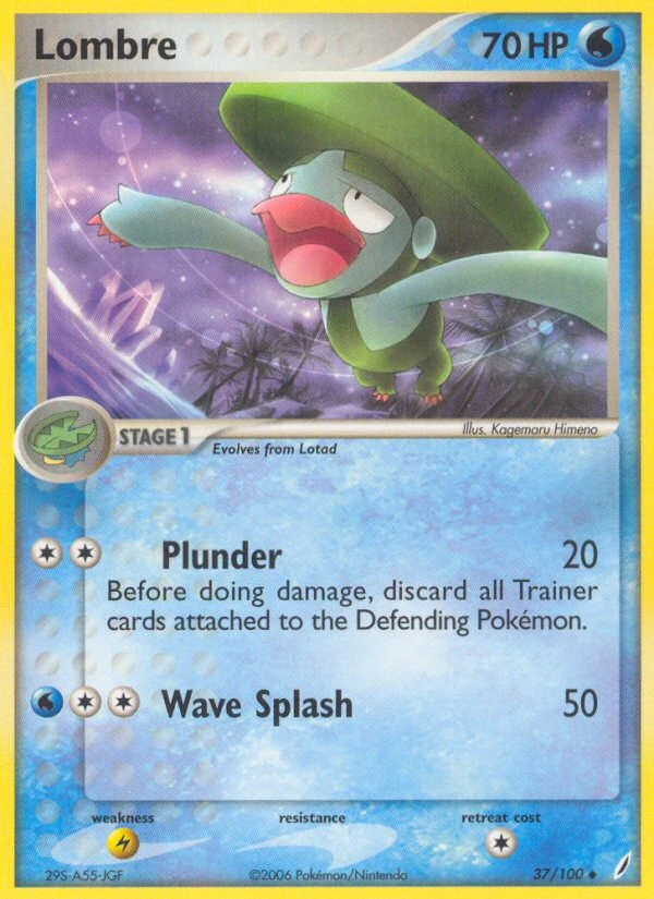 Lombre 37/100, Crystal Guardians Pokémon card