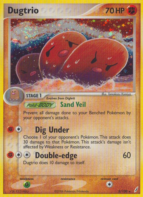 Dugtrio 5/100, Crystal Guardians Pokémon card