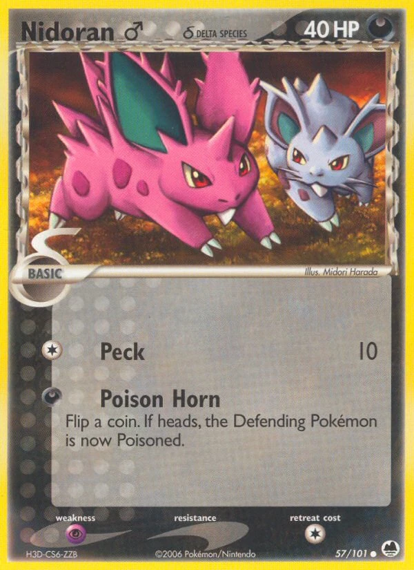 Nidoran ♂ δ 57/101, Dragon Frontiers Pokémon card