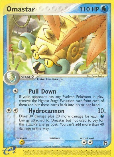 Omastar 19/100, Sandstorm Pokémon card