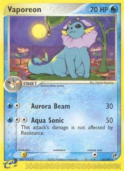 Vaporeon 25/100, Sandstorm Pokémon card