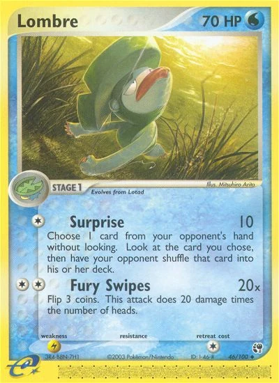 Lombre 46/100, Sandstorm Pokémon card