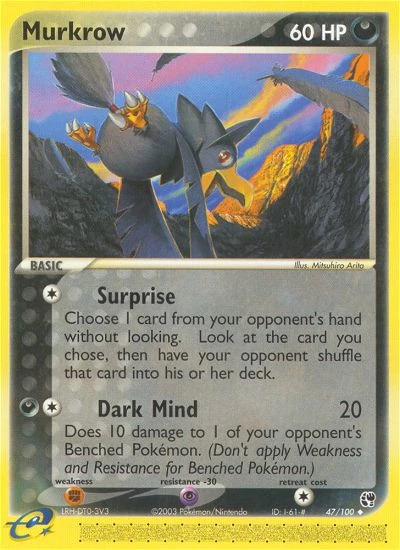 Murkrow 47/100, Sandstorm Pokémon card