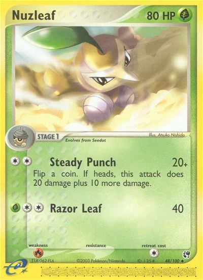 Nuzleaf 48/100, Sandstorm Pokémon card