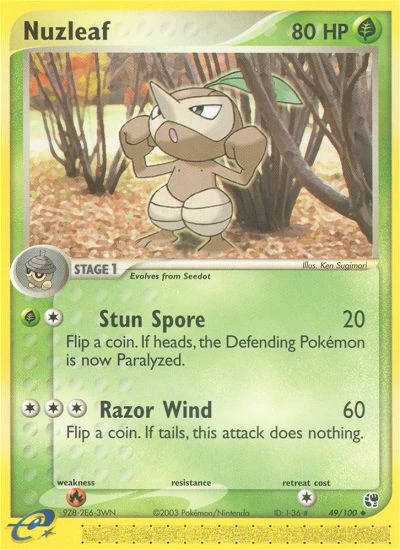 Nuzleaf 49/100, Sandstorm Pokémon card