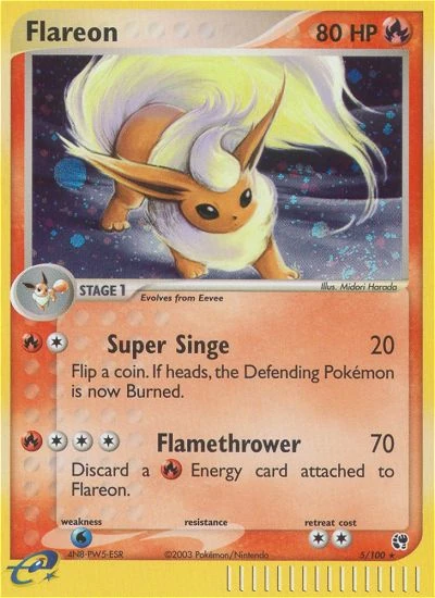 Flareon 5/100, Sandstorm Pokémon card