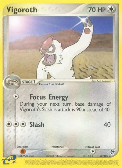 Vigoroth 52/100, Sandstorm Pokémon card