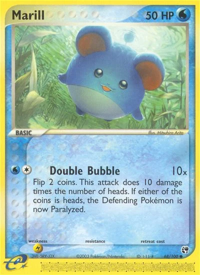 Marill 68/100, Sandstorm Pokémon card