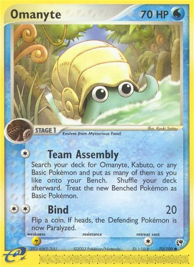 Omanyte 70/100, Sandstorm Pokémon card