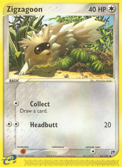 Zigzagoon 85/100, Sandstorm Pokémon card
