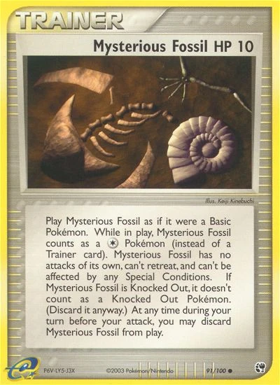 Mysterious Fossil 91/100, Sandstorm Pokémon card