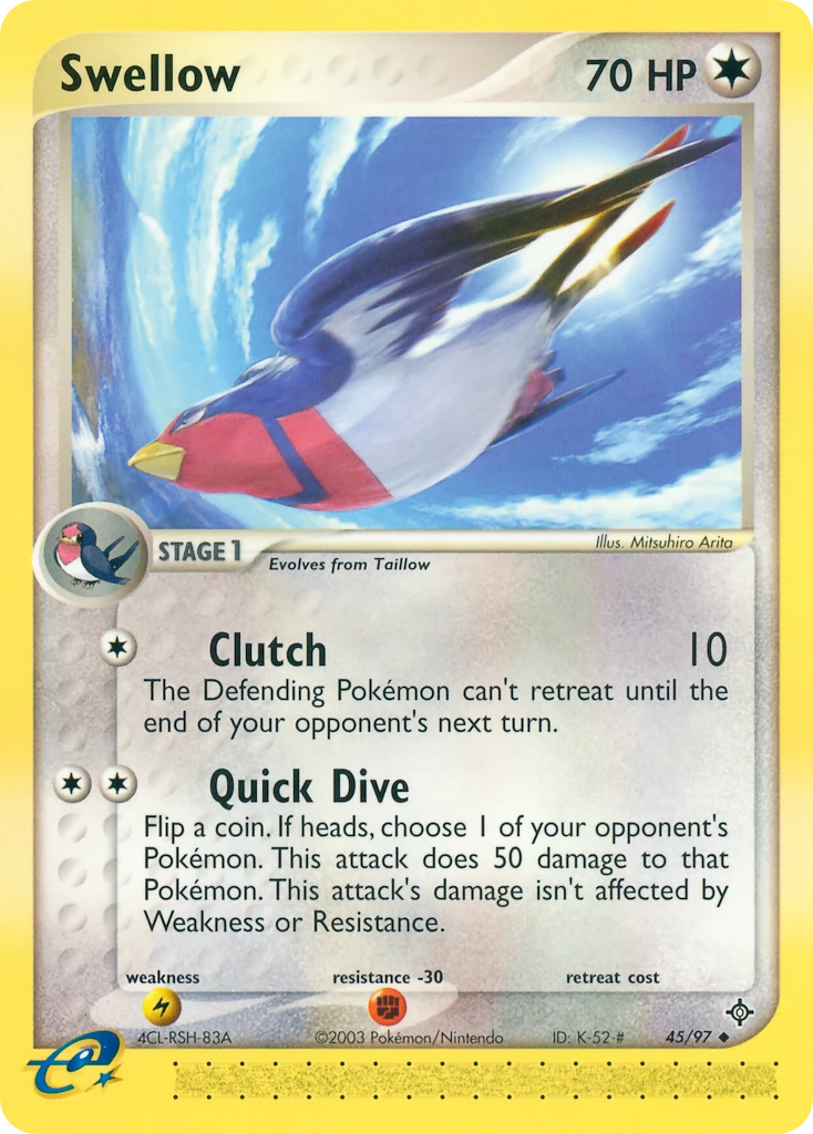 Swellow 45/97, Dragon Pokémon card