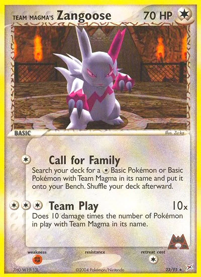 Team Magma's Zangoose 23/95, Team Magma vs Team Aqua Pokémon card